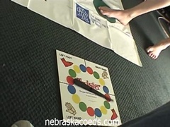 Exposed college chicks play twister