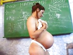 Pregnant Teacher masturbates in Classroom
